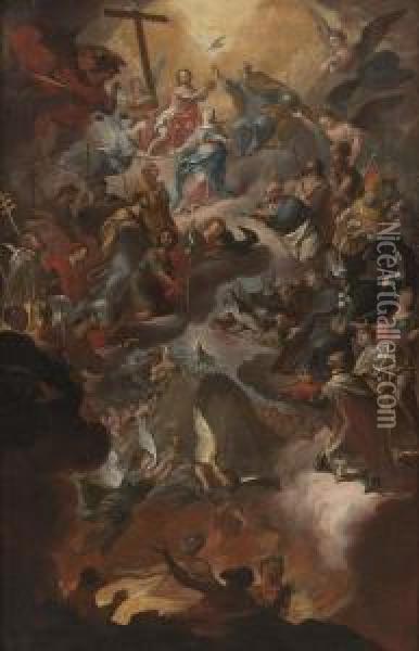 Apokalyptische Vision Mit Marienkronung Oil Painting - Thomas C. Scheffler