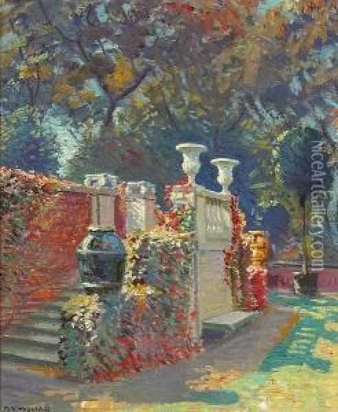 An Elegant Garden Oil Painting - Arthur Merton Hazard