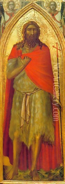 Carmine Altarpiece Saint John the Baptist Oil Painting - Pietro Lorenzetti