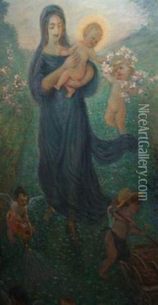 C'est La Mois De Marie, C'est La Mois Le Plus Beau Oil Painting - Adolphe Leon Willette