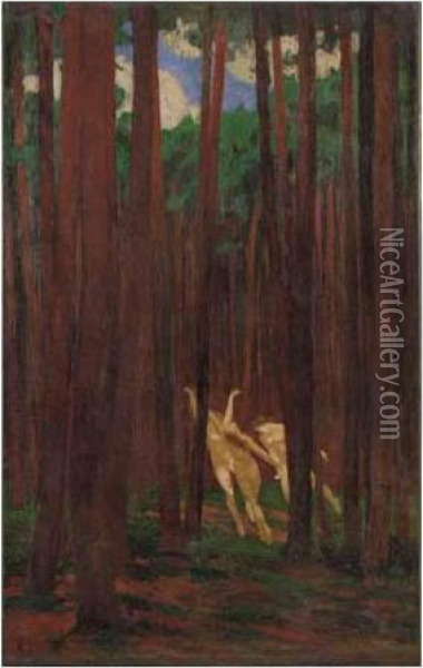 Nymphes Dans La Clairiere Du Bois Rouge Oil Painting - Paul Serusier