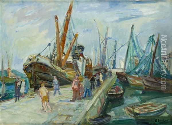 Port Rybacki W Concarneau Oil Painting - Henri Epstein