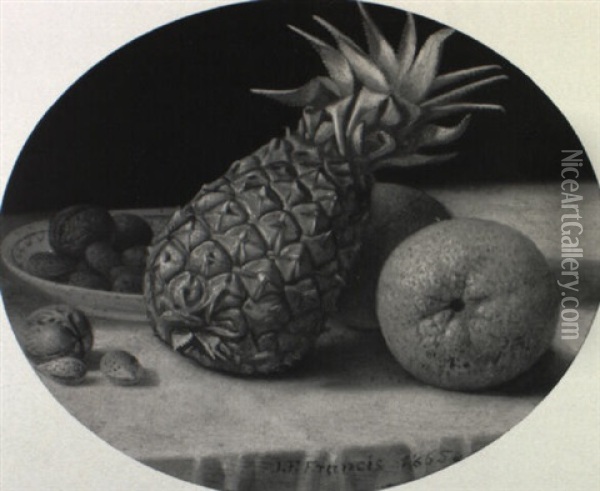 Still Life With Pineapple, Oranges And Nuts Oil Painting - John F. Francis
