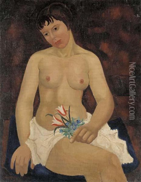 Nude With Tulips Oil Painting - Christopher Wood