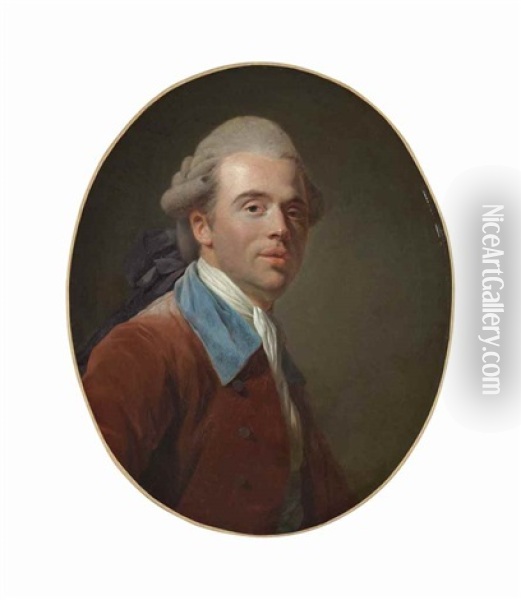 Portrait Of A Gentleman, Half-length Oil Painting - Etienne Aubry