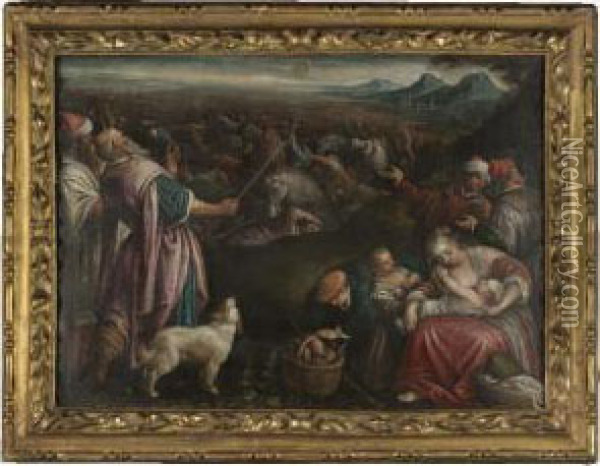 The Crossing Of The Red Sea Oil Painting - Jacopo Bassano (Jacopo da Ponte)