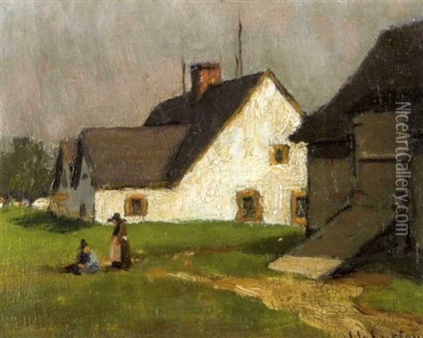 Farm House, Beaupre Oil Painting - John Young Johnstone
