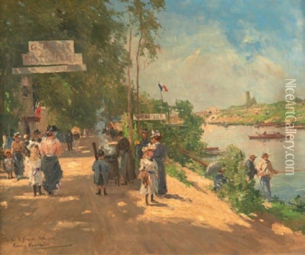 L'ile De La Grande Jatte Oil Painting - Pierre Louis Leger Vauthier