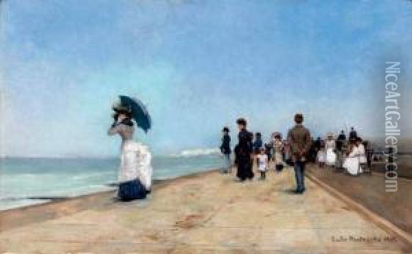 Promenade Sur La Jetee Oil Painting - Emile Hoeterickx
