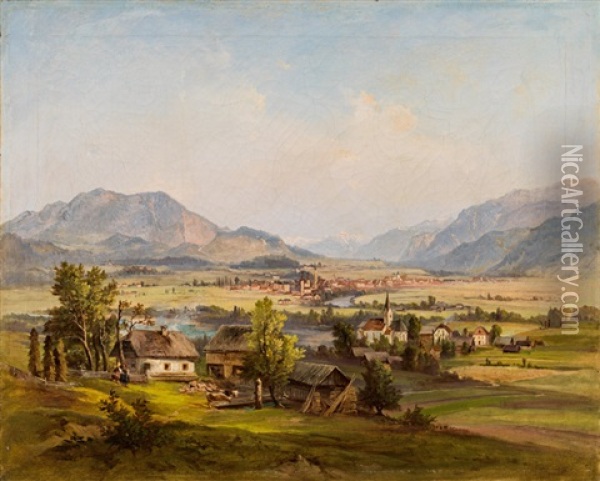 View Of Villach And The Drautal Oil Painting - Jakob Canciani