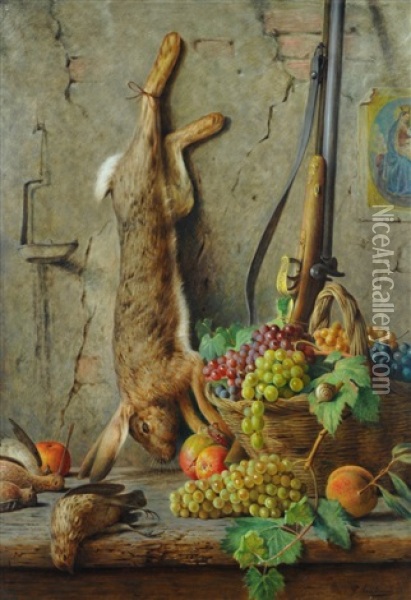Natura Morta Con Lepre E Frutta Oil Painting - Giovanni Sandrucci