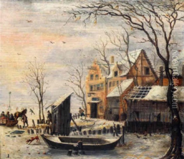 Paysage D'hiver Oil Painting - Barent Avercamp