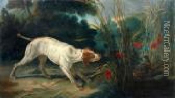 Jagdhund Mitzwei Rebhuhnern Oil Painting - Jean-Baptiste Oudry