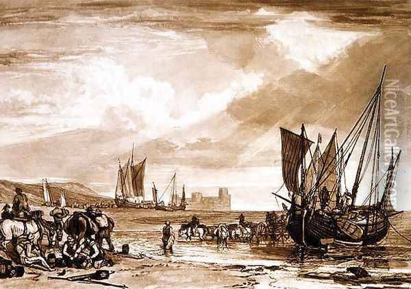 Scene on the French Coast, from the Liber Studiorum, engraved by Charles Turner, 1807 Oil Painting - Joseph Mallord William Turner