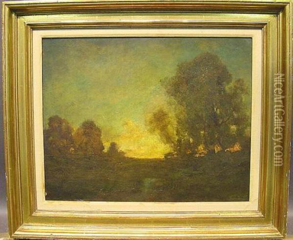 Sunset On Long Island Sound Oil Painting - Robert Crannell Minor
