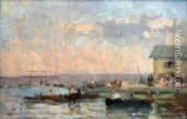 Le Port D'alger. Oil Painting - Albert Lebourg