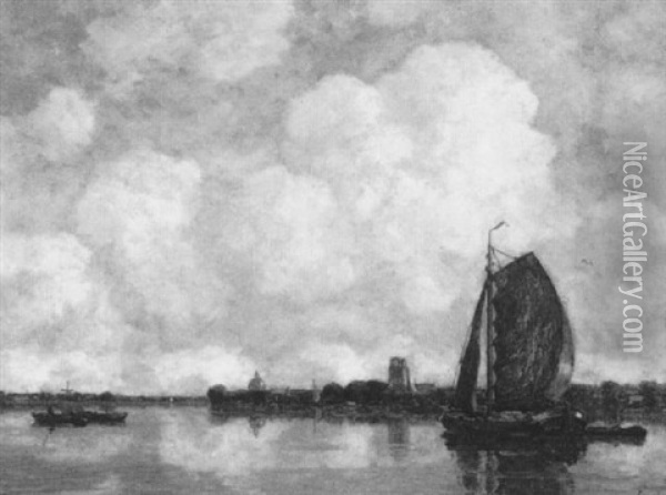 Hollandische Fluslandschaft Oil Painting - Gilbert Von Canal