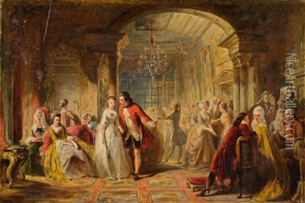 Olskizze Fur A Ballroom In The Year 1760 (sketch) Oil Painting - Abraham Solomon
