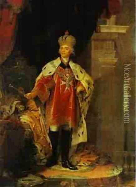 Portrait Of Paul I Emperor Of Russia 1800 Oil Painting - Vladimir Lukich Borovikovsky