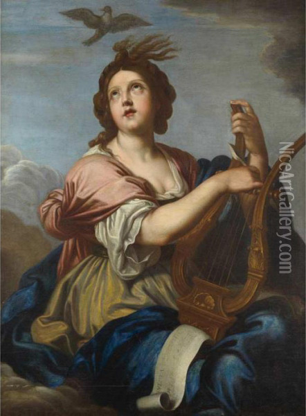 Allegory Of Music (a Muse With A Lyre) Oil Painting - Pierre Le Romain I Mignard
