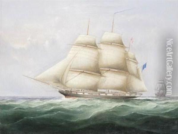 Clipper Ship Off Deal Oil Painting - John Henry Dell