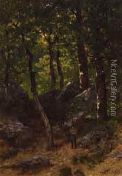 Peintre Dans Les Bois Oil Painting - Eugene Ciceri