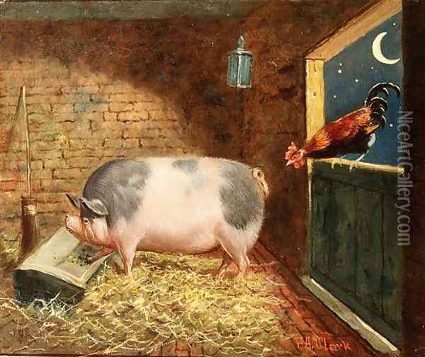 The Moonlit Barn Oil Painting - Frederick Albert Clark