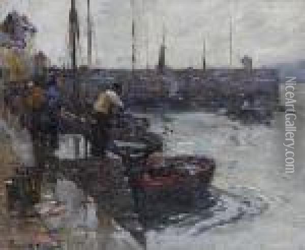 Aberdeen Harbour View Oil Painting - Terrick John Williams