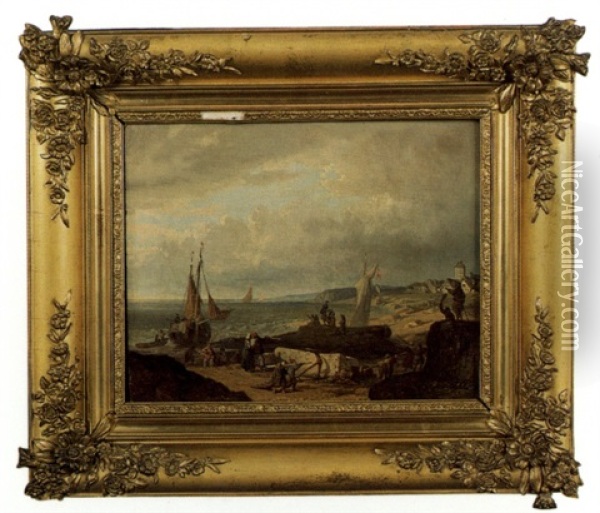 Bord De Mer (after Leleux) Oil Painting - Theophile Victor Emile Lemmens