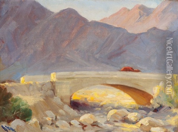 Car On An Arroyo Bridge Oil Painting - Jean Mannheim