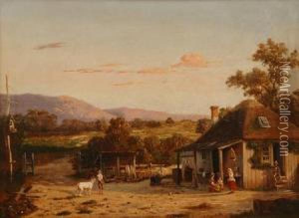 Farmyard Scene Oil Painting - Henricus Leonardus Van Den Houten
