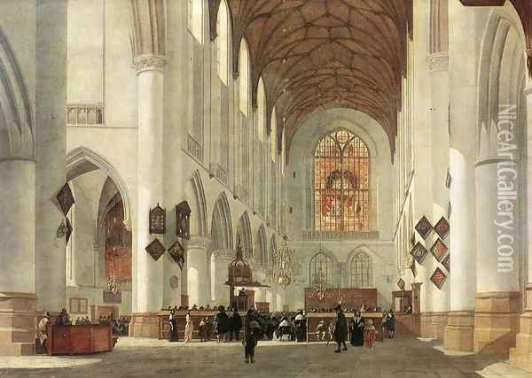 Interior of the St Bavo Church at Haarlem 1665 Oil Painting - Job Adriaensz. Berckheyde