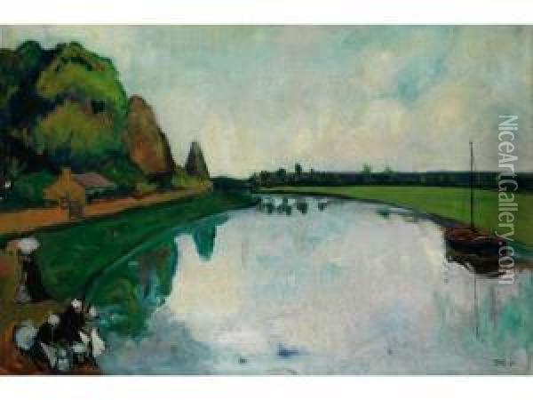 Flusslandschaft Oil Painting - Fernand Piet