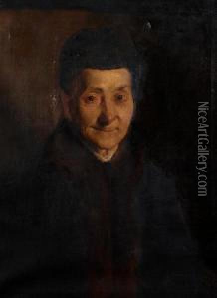 Portrait Of An Old Woman Oil Painting - Frank Duveneck