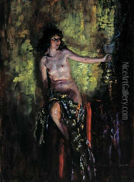 Woman In An Interior Oil Painting - Indiana Gyberson
