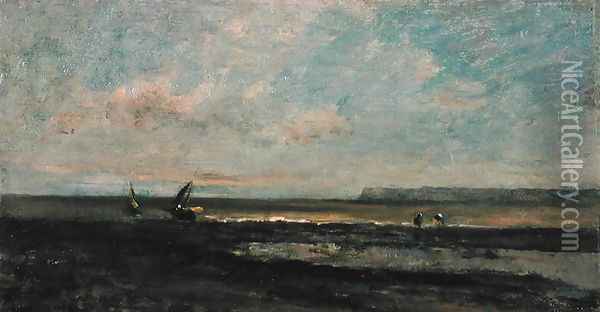 Beach Scene Oil Painting - Charles-Francois Daubigny