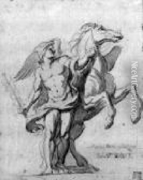 Mercury And Pegasus Oil Painting - Charles Lebrun