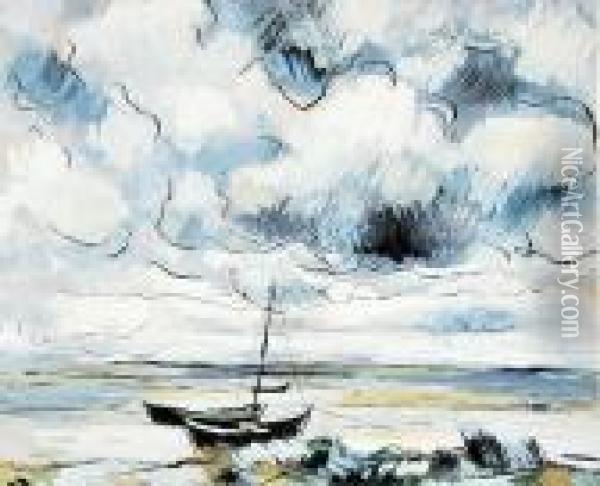 Pejzaz Morski (na Odwrocie Kompozycja Unistyczna) Oil Painting - Wladyslaw Strzeminski