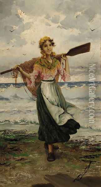 A fisherman's wife Oil Painting - Frederick Reginald Donat