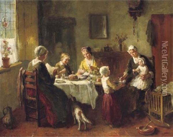 Her First Birthday Party Oil Painting - Bernard de Hoog