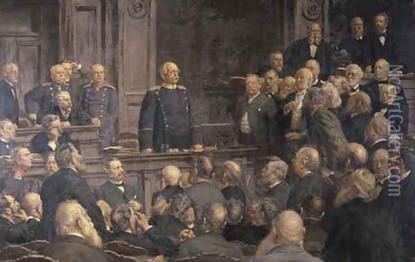 Conference of the German Reichstag on the 6th February 1888 Oil Painting - Ernest Henseler