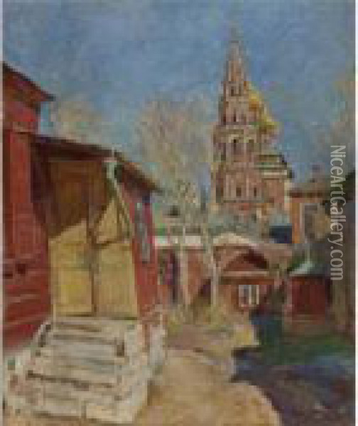 View Of Church, Moscow Oil Painting - Sergey Arsenievich Vinogradov