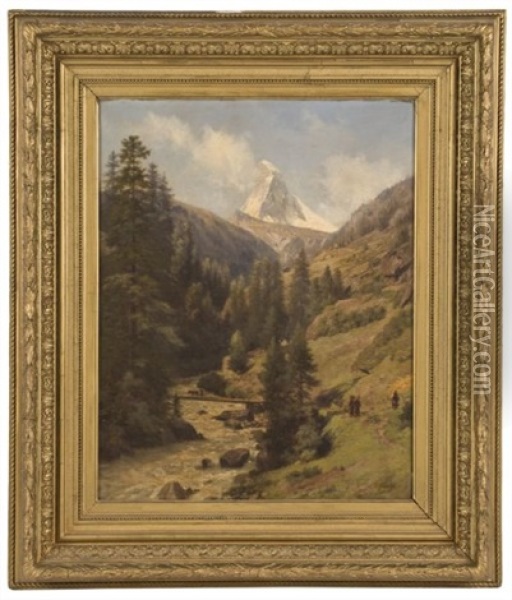 Alpine Landscape Oil Painting - Johann-Joseph Geisser