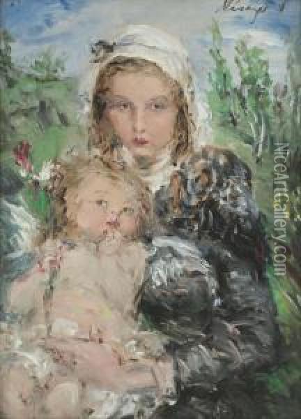 Maternitate Oil Painting - Aurel Naray