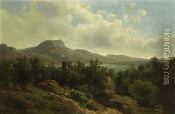 Sudtiroler Seenlandschaft Oil Painting - August Weber