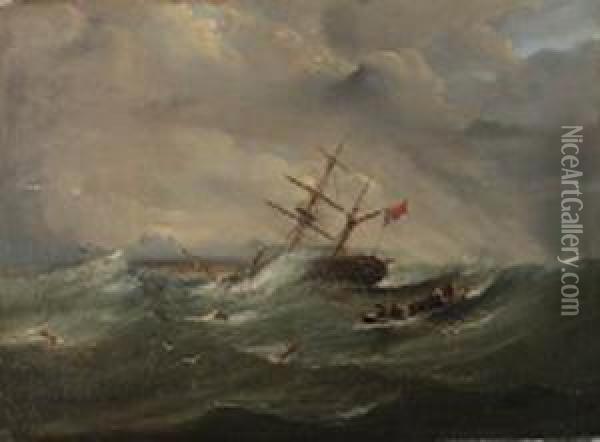 The Wreck Of The Royal Albert, Table Bay Oil Painting - Thomas William Bowler