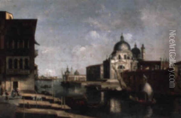 The Grand Canal With The Church Of Santa Maria Della Salute... Oil Painting - Bernardo Bellotto