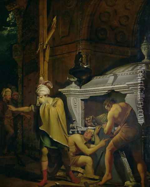 Miravan Breaking Open the Tomb of his Ancestors, 1772 Oil Painting - Josepf Wright Of Derby