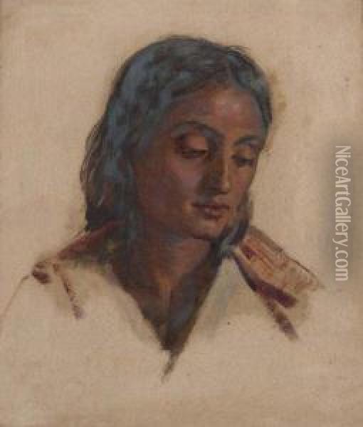 Portrait De Femme En Buste Oil Painting - Theodore Valerio