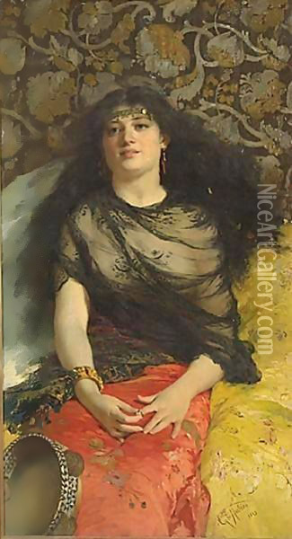 The Tambourin Girl Oil Painting - Gaetano de Martini
